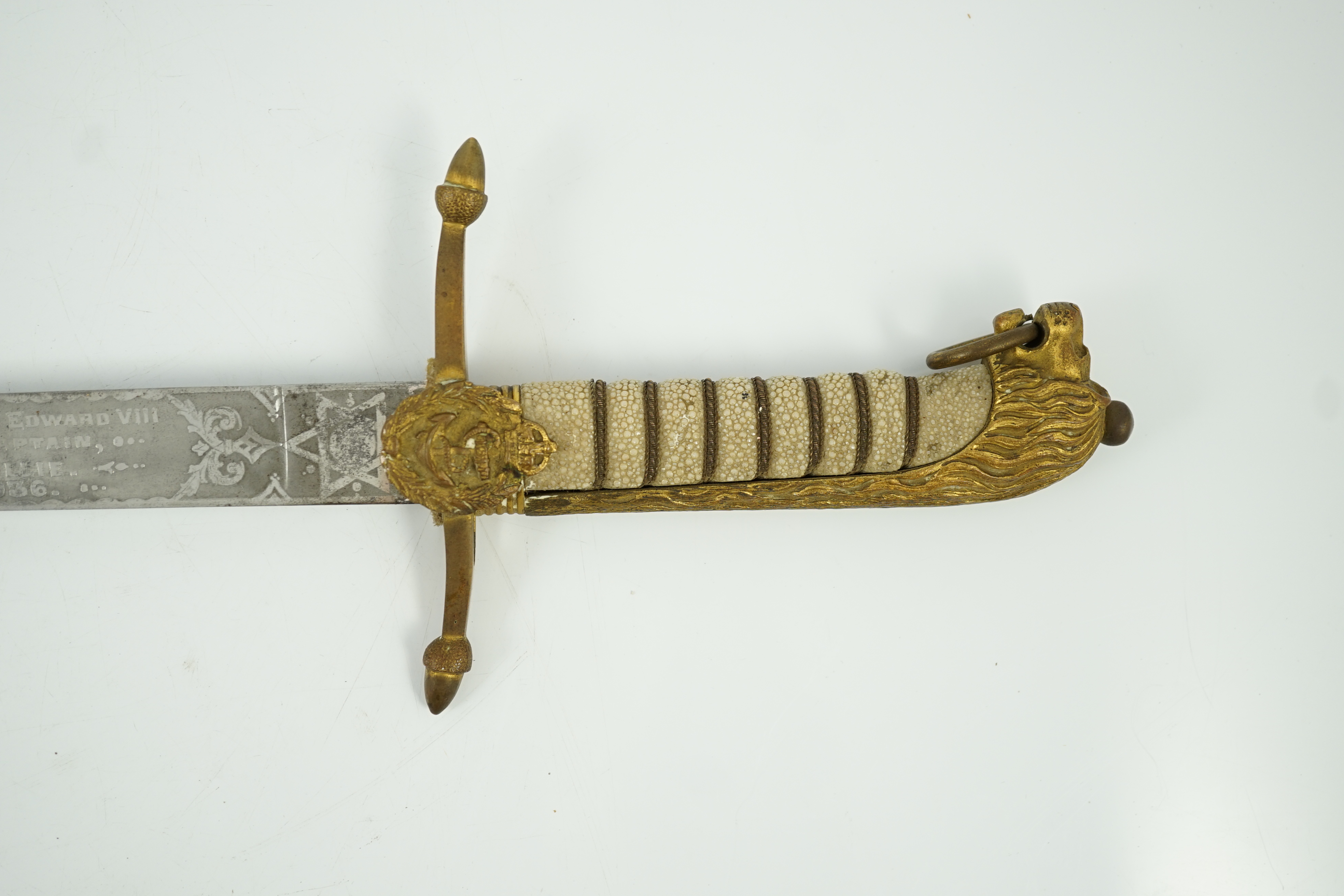 An early 20th century Royal Presentation midshipman's dirk, scabbard 60cm long, without scabbard 59.5cm long